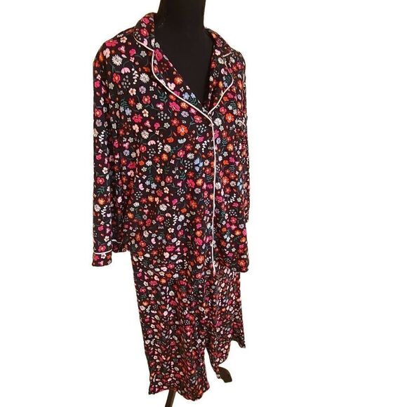 Kate Spade New York Black Mixed Floral Print Pajama Set Medium - Picture 4 of 14
